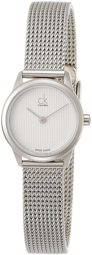 Calvin Klein Minimal White Dial Silver Mesh Bracelet Watch for Women - K3M2312Y