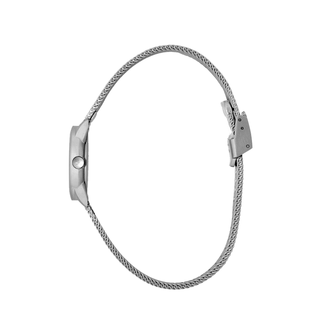 Calvin Klein Minimal Black Dial Silver Mesh Bracelet Watch for Women - K3M53151