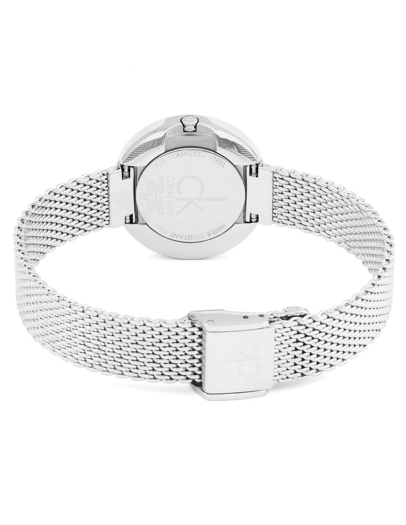 Calvin Klein Firm White Dial Silver Mesh Bracelet Watch for Women - K3N23126