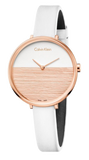 Calvin Klein K7A236LH Rise Women's Watch – White Dial & White Leather Strap