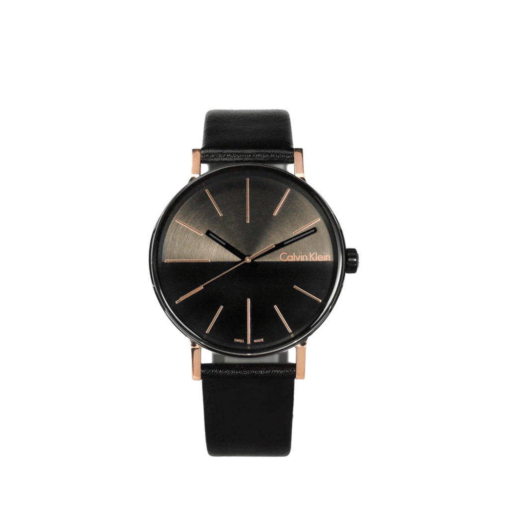 Calvin Klein Boost Black Dial Black Leather Strap Watch for Men - K7Y21TCZ
