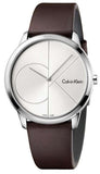 Calvin Klein K3M211G6 Minimal Quartz Men's Watch – Silver Dial & Brown Leather Strap