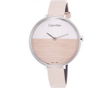 Calvin Klein Rise White Beige Dial Beige Leather Strap Watch for Women - K7A231XH