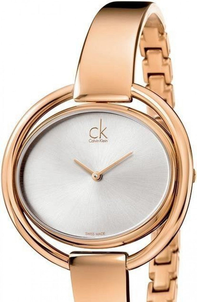 Calvin Klein Impetuos Silver Dial Rose Gold Steel Strap Watch for Women - K4F2N616
