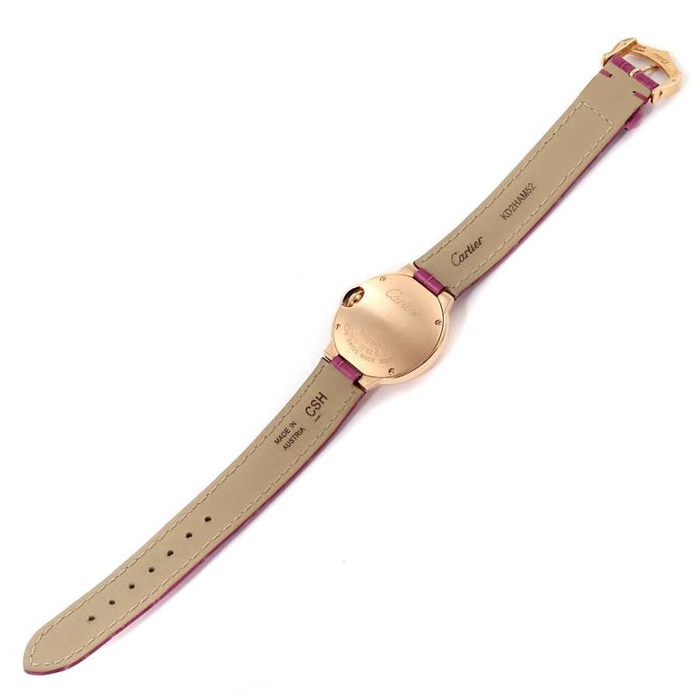 Cartier Ballon Bleu Diamonds White Dial Pink Leather Strap Watch for Women - WE902050