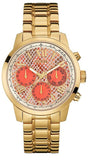 Guess W0448L7 Mini Sunrise Quartz Analog Women's Watch – Orange Dial & Gold Steel Bracelet