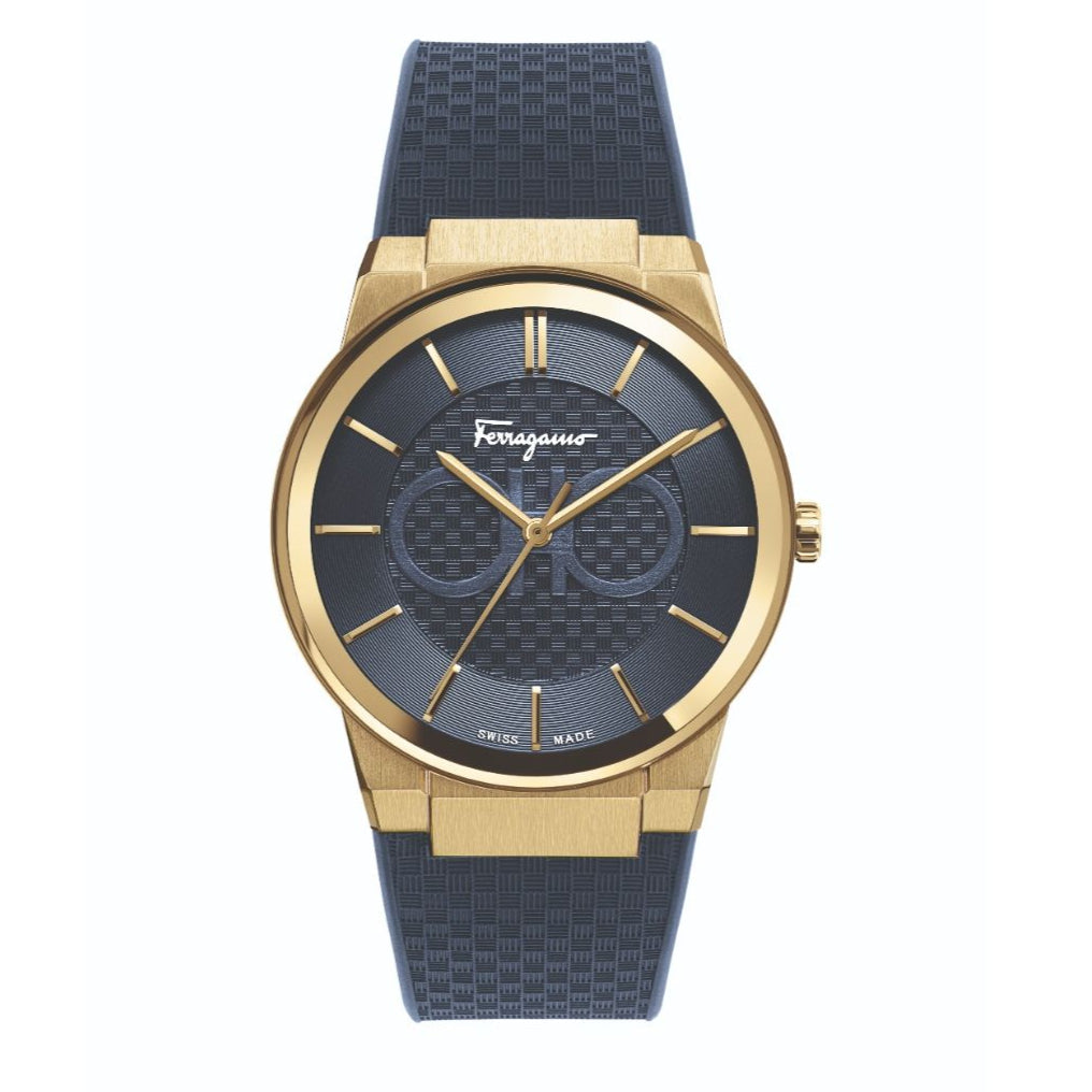 Salvatore Ferragamo Sapphire Blue Dial Blue Rubber Strap Watch for Men - SFHP00220