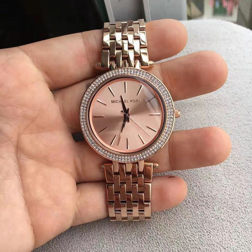 Michael Kors Darci Rose Gold Dial with Diamonds Rose Gold Stainless Steel Strap Watch for Women - MK3192