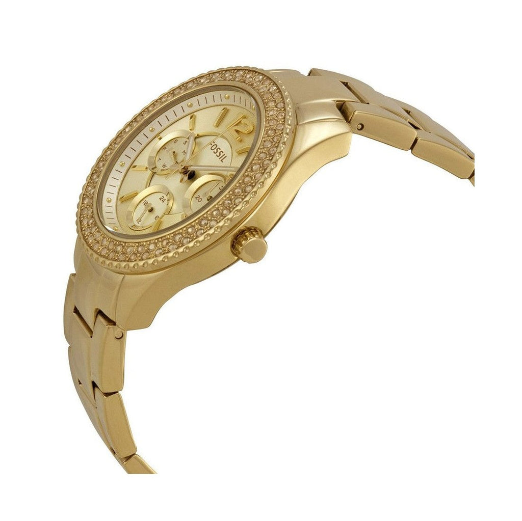 Fossil Stella Multifunction Gold Dial Gold Steel Strap Watch for Women - ES3589