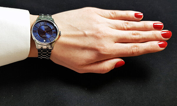 Tissot Chemin Des Tourelles Powermatic 80 Lady Blue Dial Silver Steel Strap Watch For Women - T099.207.11.048.00