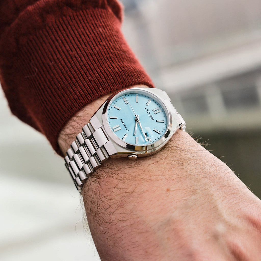 Citizen Tsuyosa NJ0151-88M Men's Automatic Watch – Turquoise Dial with Silver Steel Strap