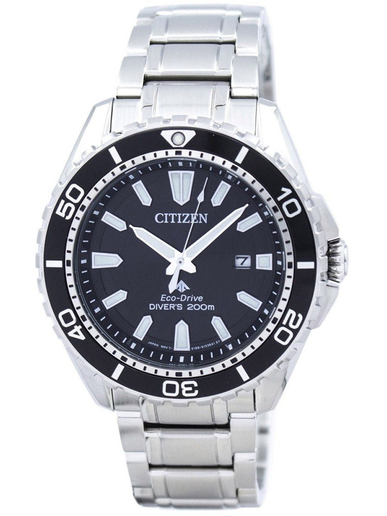 Citizen Promaster Diver Chronograph Black Dial Silver Steel Strap Watch For Men - BN0190-82E