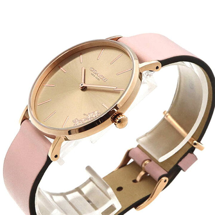 Coach Perry Rose Gold Dial Pink Leather Strap Watch for Women - 14503332-C