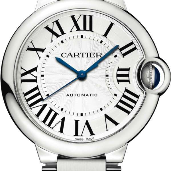 Cartier Ballon Bleu de Cartier Silver Dial Black Leather Strap Watch for Men - WSBB0026