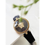 Versace Palazzo Empire Black Dial Black Leather Strap Watch for Women - VCO020017
