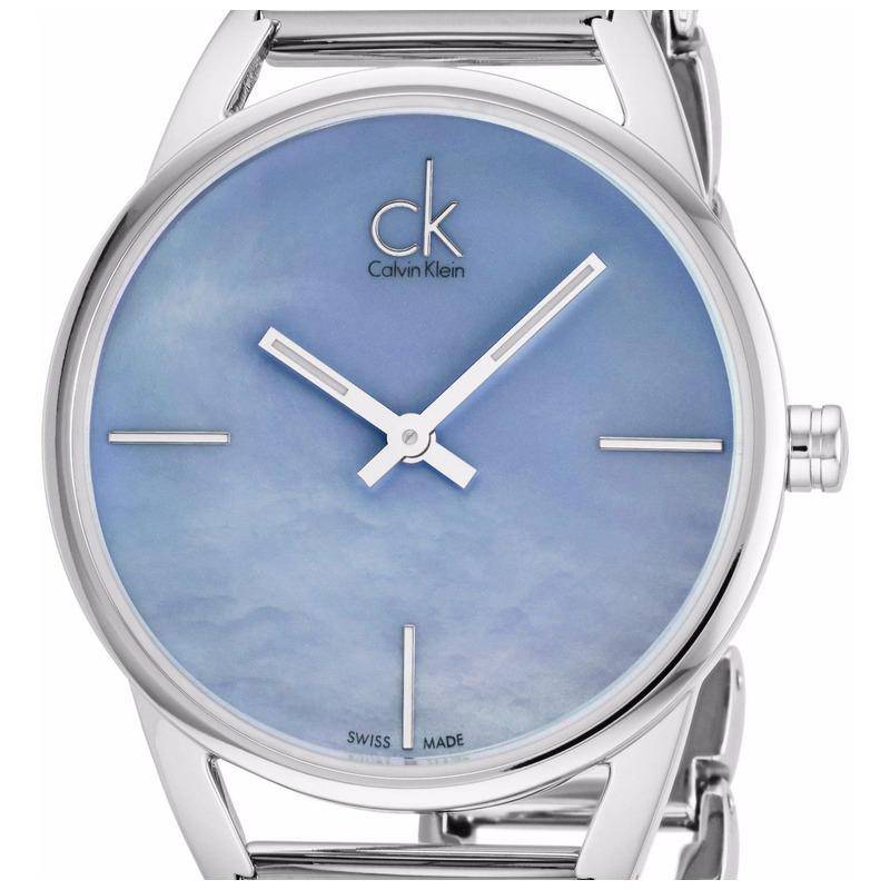 Calvin Klein Stately Blue Mother of Pearl Dial Silver Steel Strap Watch for Women - K3G2312N