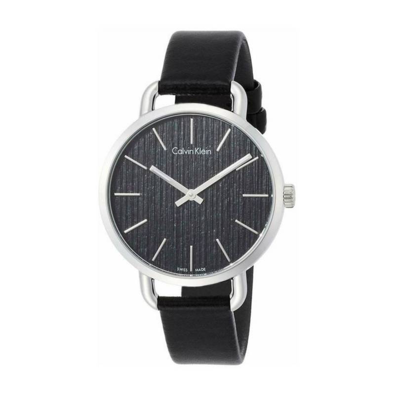 Calvin Klein Even Black Dial Black Leather Strap Watch for Women - K7B231C1