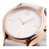 Calvin Klein Skirt White Dial White Leather Strap Watch for Women - K2U236K6
