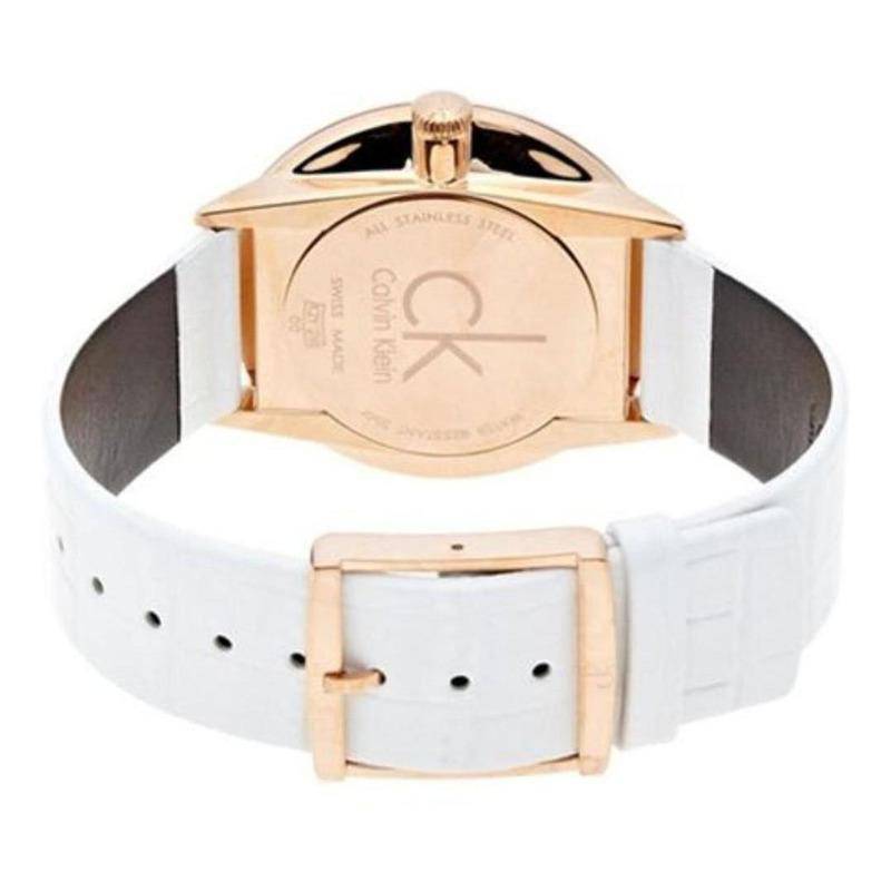 Calvin Klein Accent White Dial White Leather Strap Watch for Women - K2Y2Y6K6