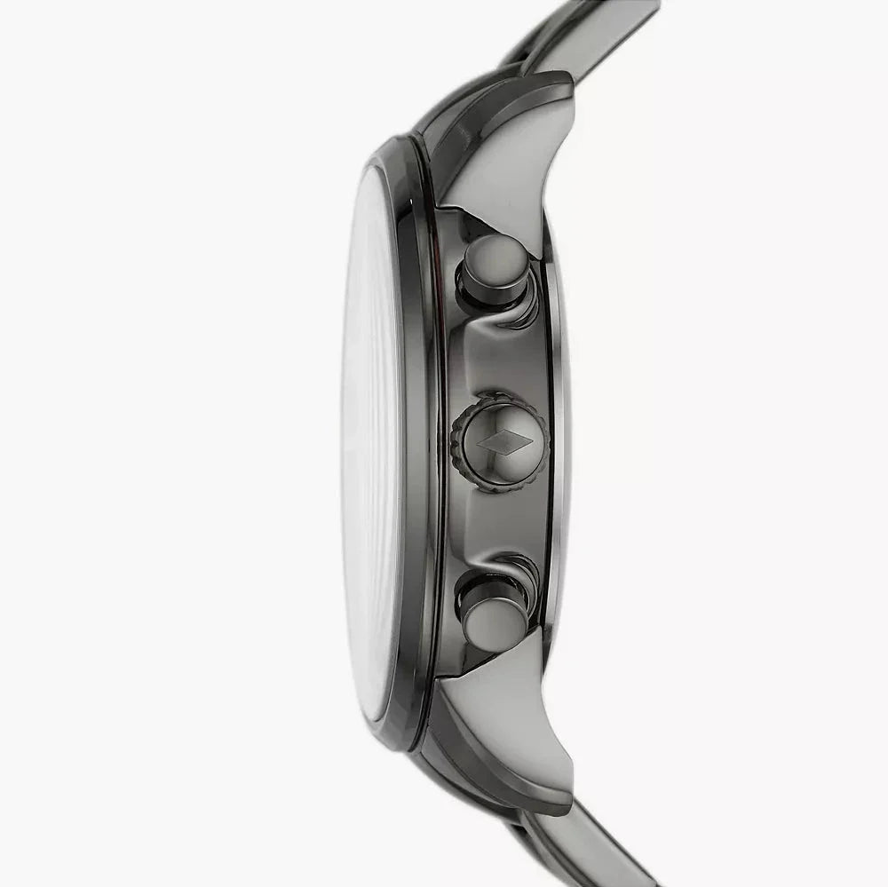 Fossil Goodwin Chrono Analog Black Dial Grey Steel Strap Watch for Men - FS5518