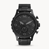Fossil Nate Chronograph Black Dial Black Steel Strap Watch for Men - JR1401