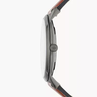 Fossil The Minimalist 3H Grey Dial Brown Leather Strap Watch for Men - FS5479