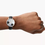 Fossil Jacqueline Mother of Pearl Dial Black Leather Strap Watch for Women - ES4535