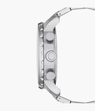 Fossil Nate Chronograph Black Dial Silver Steel Strap Watch for Men - JR1353