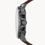 Fossil Nate Chronograph Grey Dial Brown Leather Strap Watch for Men - JR1424