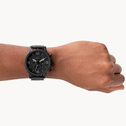 Fossil Nate Chronograph Black Dial Black Steel Strap Watch for Men - JR1401