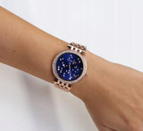 Michael Kors Darci Blue Dial Rose Gold Steel Strap Watch for Women - MK3728