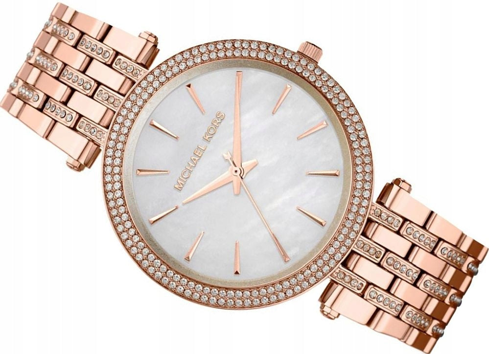 Michael Kors Darci Mother of Pearl Dial Rose Gold Steel Strap Watch for Women - MK3220