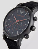 Emporio Armani Luigi Chronograph Black Dial Black Rubber Strap Watch For Men - AR11024