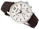 Hugo Boss Attitude White Dial Brown Leather Strap Watch for Men - 1513609