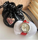 Guess G-Twist Silver Dial Red Rubber Strap Watch for Women - W0911L9