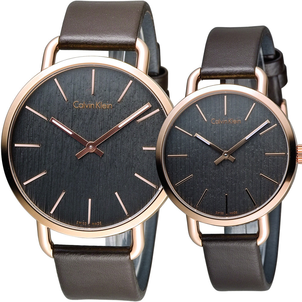 Calvin Klein Even Grey Dial Brown Leather Strap Watch for Women - K7B216G3