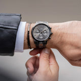 Daniel Wellington Iconic Link Chronograph Grey Dial Grey Steel Strap Watch for Men - DW00100643