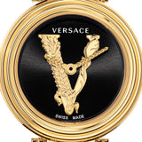 Versace V Virtus Quartz Black Dial Gold Steel Strap Watch For Women - VET300121