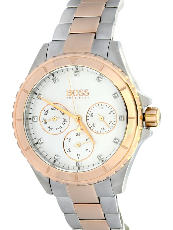 Hugo Boss Hera Chronograph Silver Dial Two Tone Steel Strap Watch for Women - 1502446