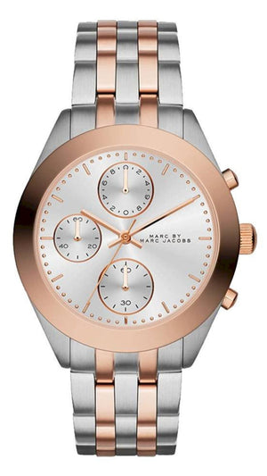 Marc Jacobs Peeker Chronograph Silver Two Tone Steel Strap Watch for Women - MBM3369