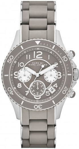 Marc Jacobs Rock Chronograph Grey Dial Grey Silicone Strap Watch for Women - MBM2595