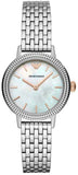 Emporio Armani AR80020 Women's Analog Watch – Mother of Pearl Dial with Interchangeable Silver Stainless Steel Strap
