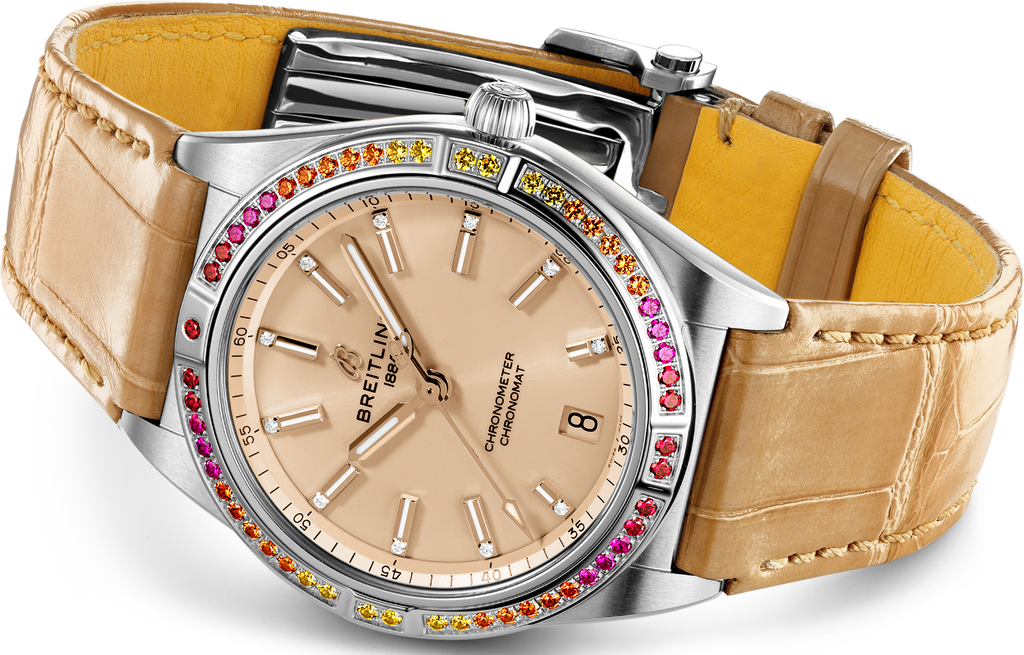 Breitling Chronomat Automatic 36 South Sea Brown Dial Brown Leather Strap Watch for Women - A10380611A1P1