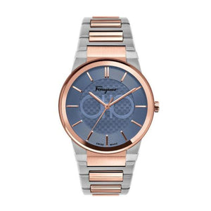 Salvatore Ferragamo Sapphire Blue Dial Two Tone Steel Strap Watch for Men - SFHP007-20