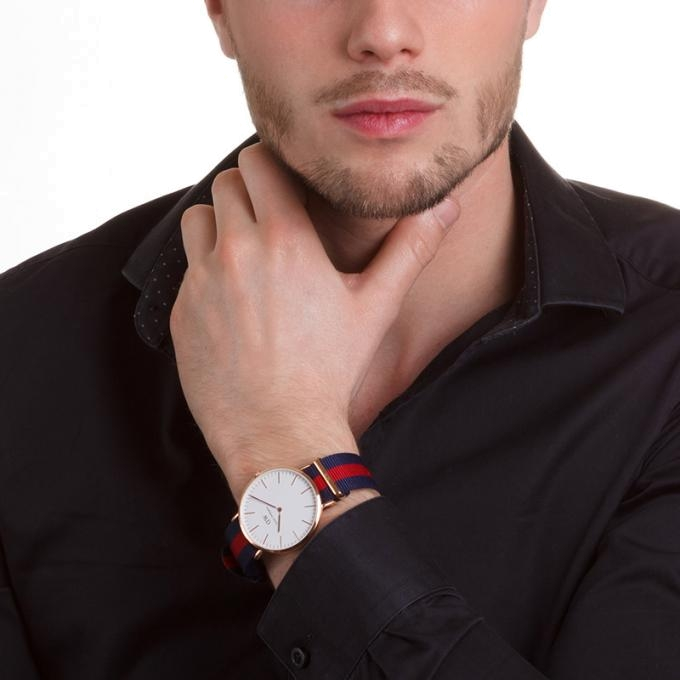 Daniel Wellington Classic Oxford White Dial Two Tone NATO Strap Watch For Men - DW00100001