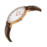 Daniel Wellington Classic York White Dial Brown Leather Strap Watch For Women - DW00100038
