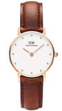 Daniel Wellington DW00100059 Classy St Mawes Women's Watch – White Dial & Brown Leather Strap