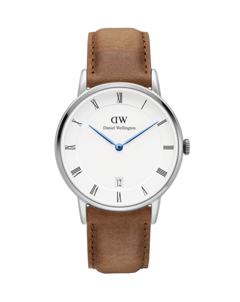 Daniel Wellington Dapper Durham Analog White Dial Brown Leather Strap Watch For Women - DW00100114