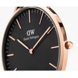 Daniel Wellington Classic Sheffield Black Dial Black Leather Strap Watch For Men - DW00100127
