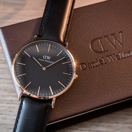 Daniel Wellington DW00100127 Classic Sheffield Men's Watch – Black Dial & Black Leather Strap